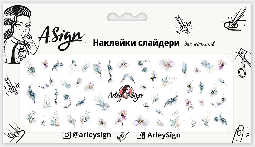Наклейка-слайдер для ногтей "Цветочная невесомость" - Arley Sign — фото N1