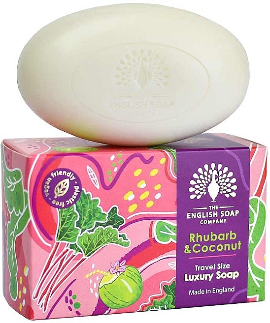 Мило "Ревінь і кокос" - The English Soap Company Travel Rhubarb & Coconut Burst Mini Soap — фото N1