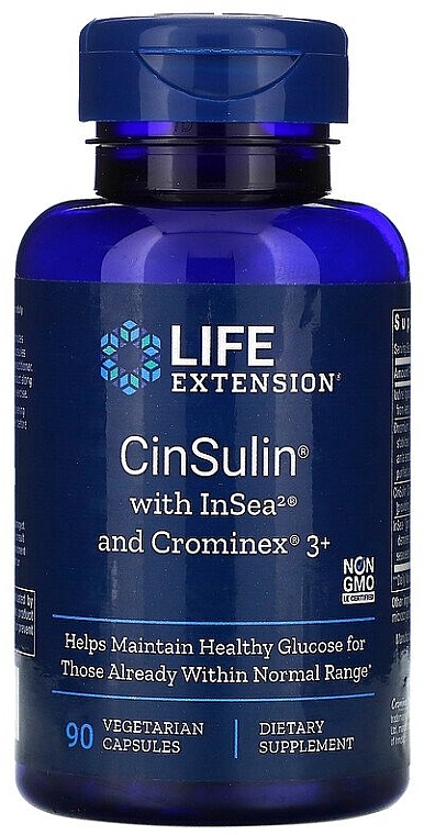Харчові добавки "Контроль цукру в крові" - Life Extension CinSulin With InSea2 & Crominex 3+ — фото N1