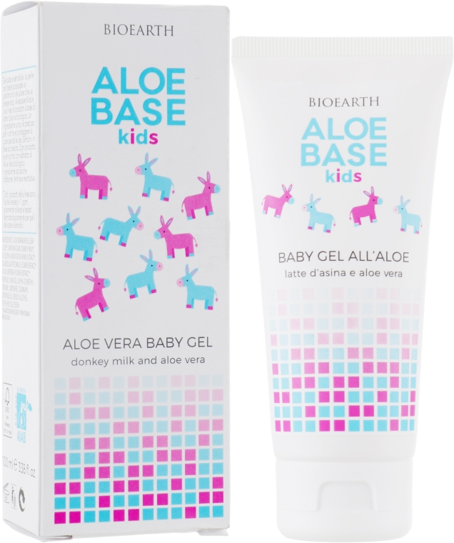 Детский увлажняющий гель на основе алоэ - Bioearth Aloebase Kids Aloe Vera baby Gel with Donkey Milk — фото N1