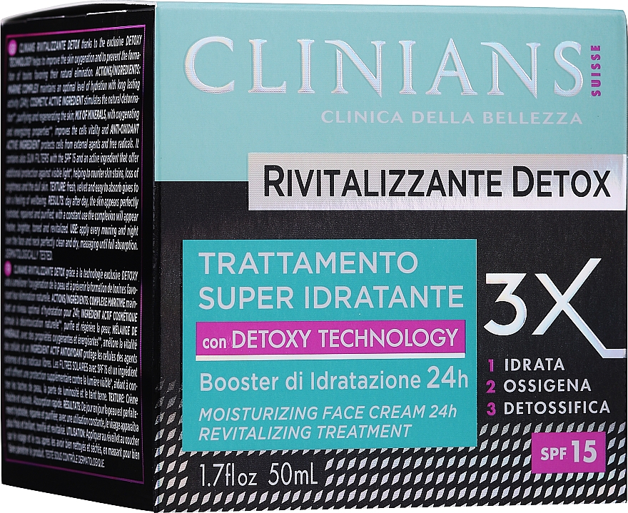 Восстанавливающий увлажняющий крем для лица - Clinians Detox Rivitalizzante Face Cream SPF 15