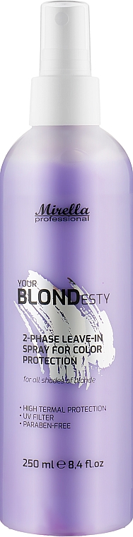 Спрей для підтримання ефекту блонду з термозахистом - Mirella Professional 2-Phase Leave-In Spray For Color Protection