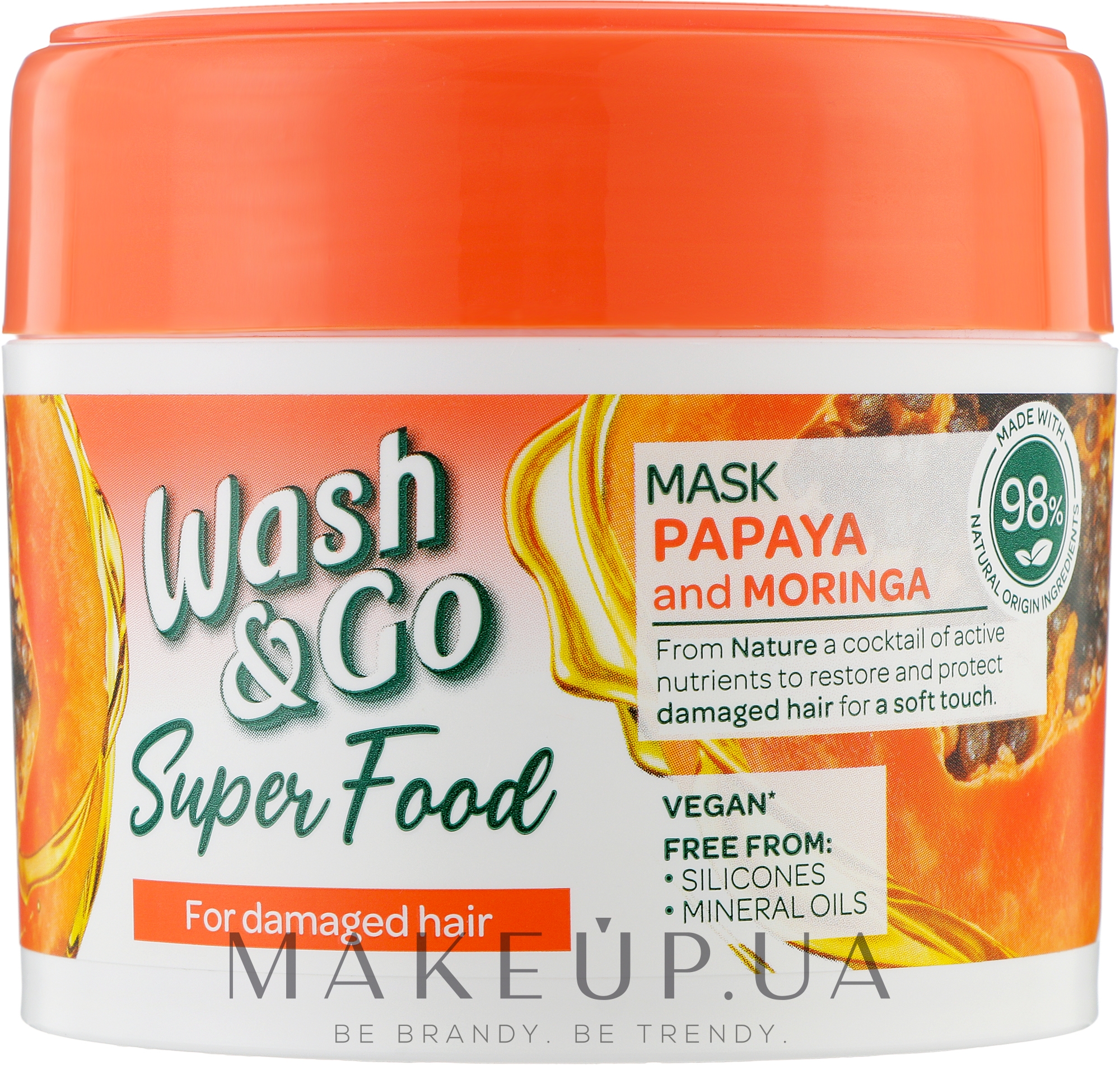 Маска для поврежденных волос с папайей и морингой - Wash&Go Super Food Mask — фото 300ml