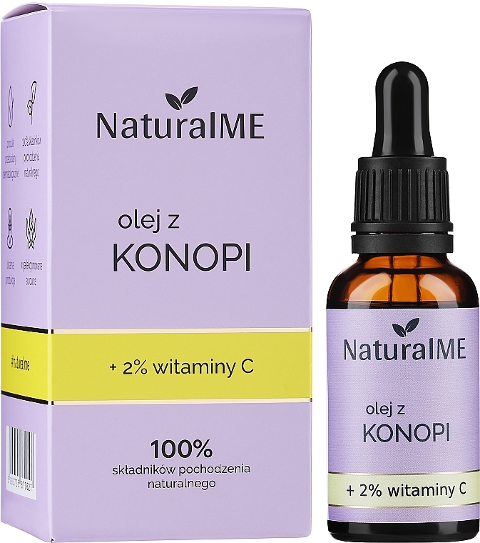 Олія конопляна з 2% вітаміном C, для проблемної шкіри - NaturalME Hemp Oil — фото N2