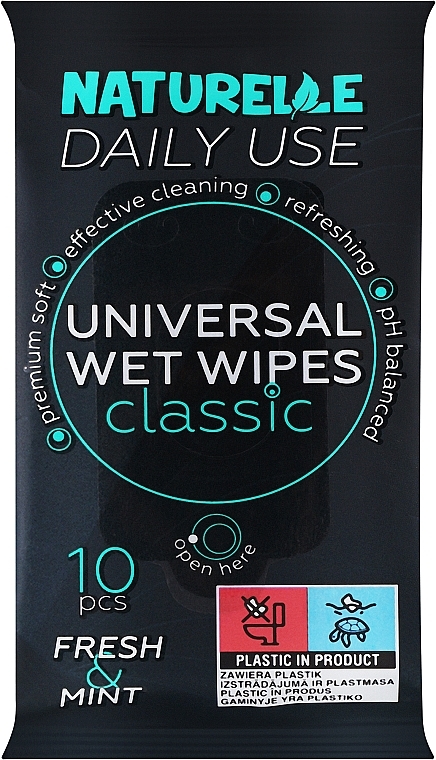 Вологі серветки універсальні "Classic", 10 шт. - Naturelle Universal Wet Wipes — фото N1