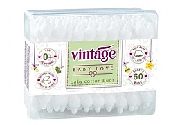 Парфумерія, косметика Дитячі ватні палички з обмежувачем, 60 шт. - Vintage Baby Love Cotton Buds