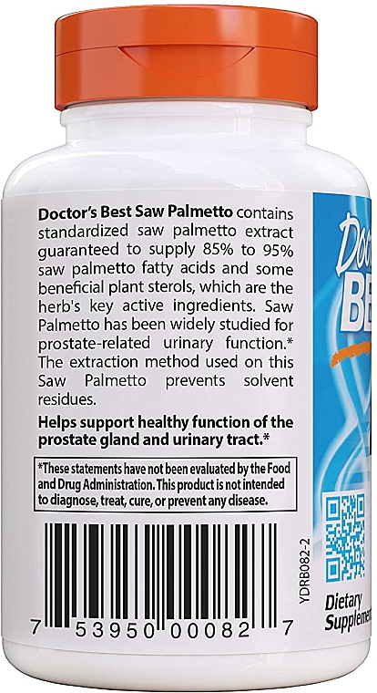 Пальма сереноа, стандартизированный экстракт, созданный совместно с Euromed, 320 мг, мягкие таблетки - Doctor's Best — фото N3