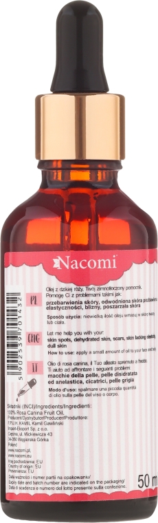 Масло шиповника с пипеткой - Nacomi Natural Cold Pressed Rose Hip Oil — фото N2