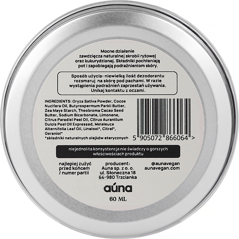 Натуральный цитрусовый крем-дезодорант - Auna — фото N2