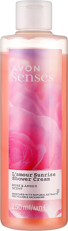 Кремовый гель для душа - Avon Senses L'amour Sunrise Shower Cream Rose & Amber Scent — фото N1