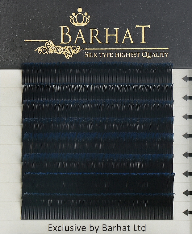 Двотонні вії "Black-blue" В 0,15мм Mix (9/10/11/12), 8 ліній - Barhat Lashes — фото N1