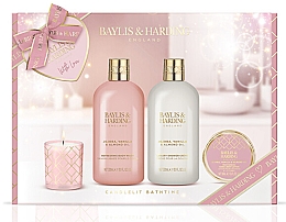 Духи, Парфюмерия, косметика Набор - Baylis & Harding Jojoba, Vanilla & Almond Oil (h/b/lot/100ml + b/wash/300ml + sh/cr/300ml + candle/1pc)