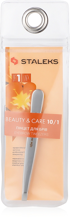 Пинцет для бровей, широкие прямые кромки TBC-10/1 - Staleks Beauty & Care 10 Type 1