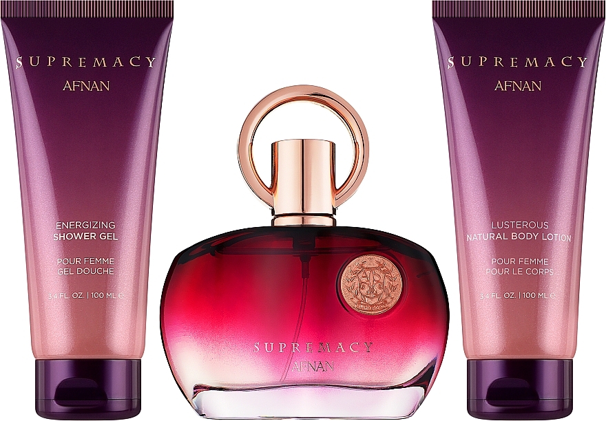 Afnan Perfumes Supermacy Femme Purple - Набор (edp/100ml + sh/gel/100ml + b/lot/100ml) — фото N2