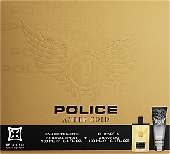 Духи, Парфюмерия, косметика Police Amber Gold Man - Набор (edt/100ml + shampo/100ml)