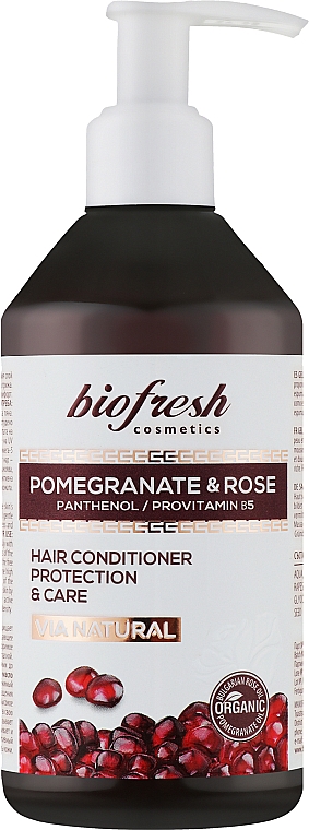 Бальзам-кондиціонер для волосся "Гранат і троянда" - BioFresh Via Natural Pomergranate & Rose Hair Conditioner Protection & Care — фото N1