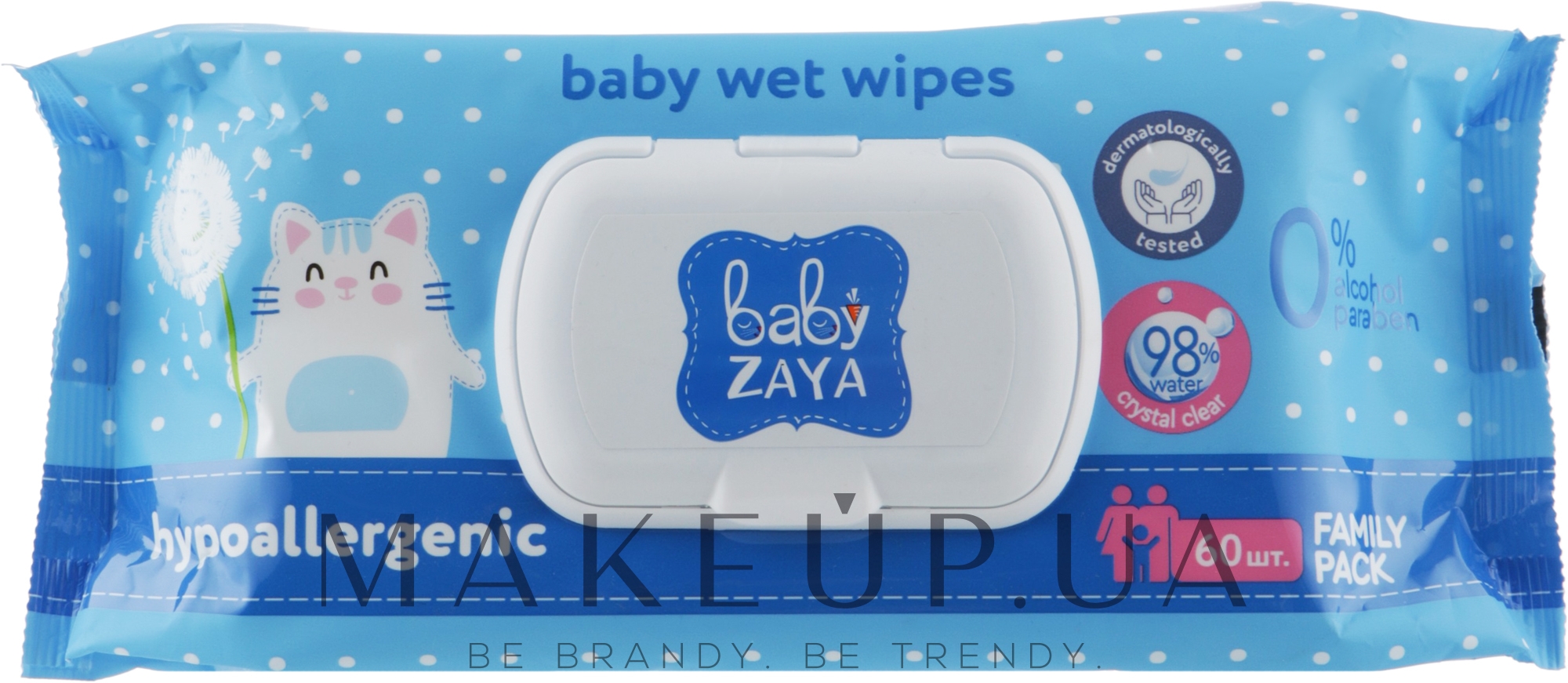 Влажные салфетки "Гипоаллергенные", 60 шт - Baby Zaya — фото 60шт