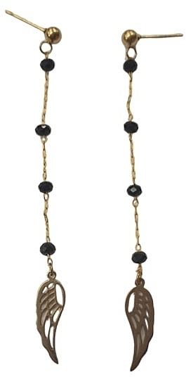 Сережки жіночі, крила на підвісці з камінням, золотисті - Lolita Accessories — фото N1
