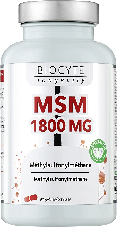 Biocytе МСМ & Витамин C: Против воспалений и болезней таких как колит, артрит, болезнь Крона, васкулит, нефрит (90 капсул) - Biocyte MSM 1800 mg — фото N1
