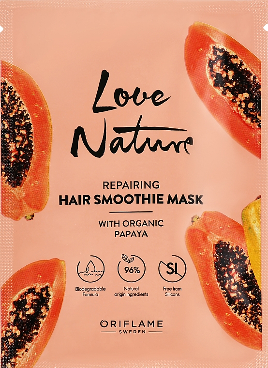 Восстанавливающая маска для волос с органической папайей - Oriflame Love Nature Repairing Hair Smoothie Mask With Organic Papaya