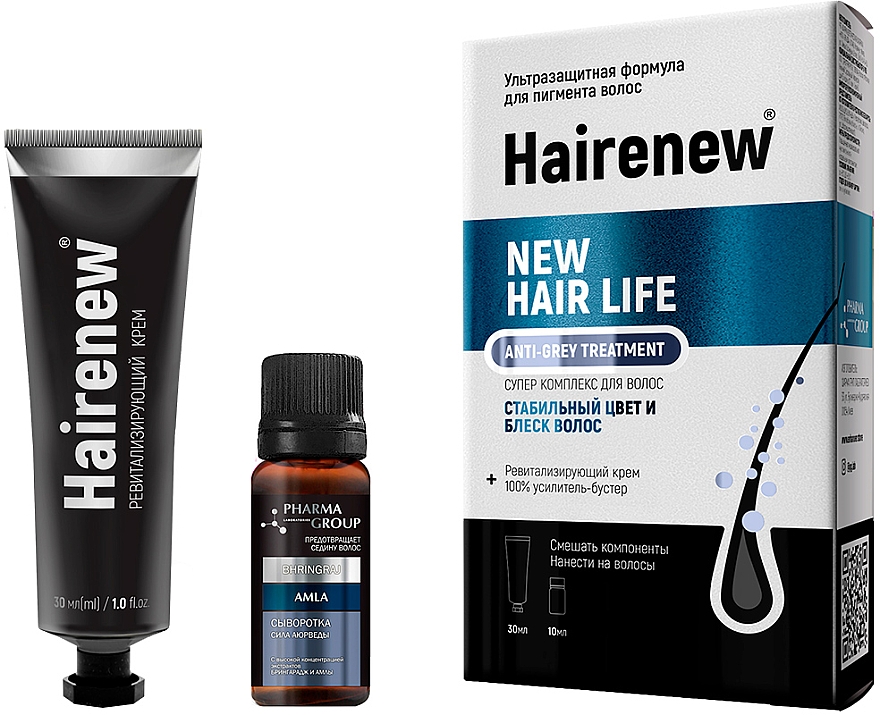 Инновационный комплекс для волос "Ультразащита от седины" - Hairenew New Hair Life Anti-Grey Treatment — фото N2