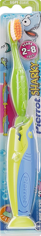 Детская зубная щетка "Акула", салатовая с голубым - Pierrot Kids Sharky Soft