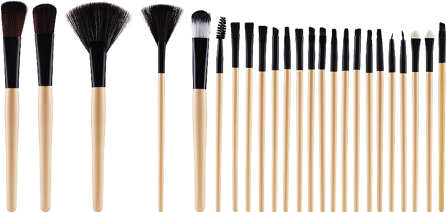 Набір пензлів для макіяжу у чохлі, 24 шт. - Lewer Gold Brushes Black — фото N1