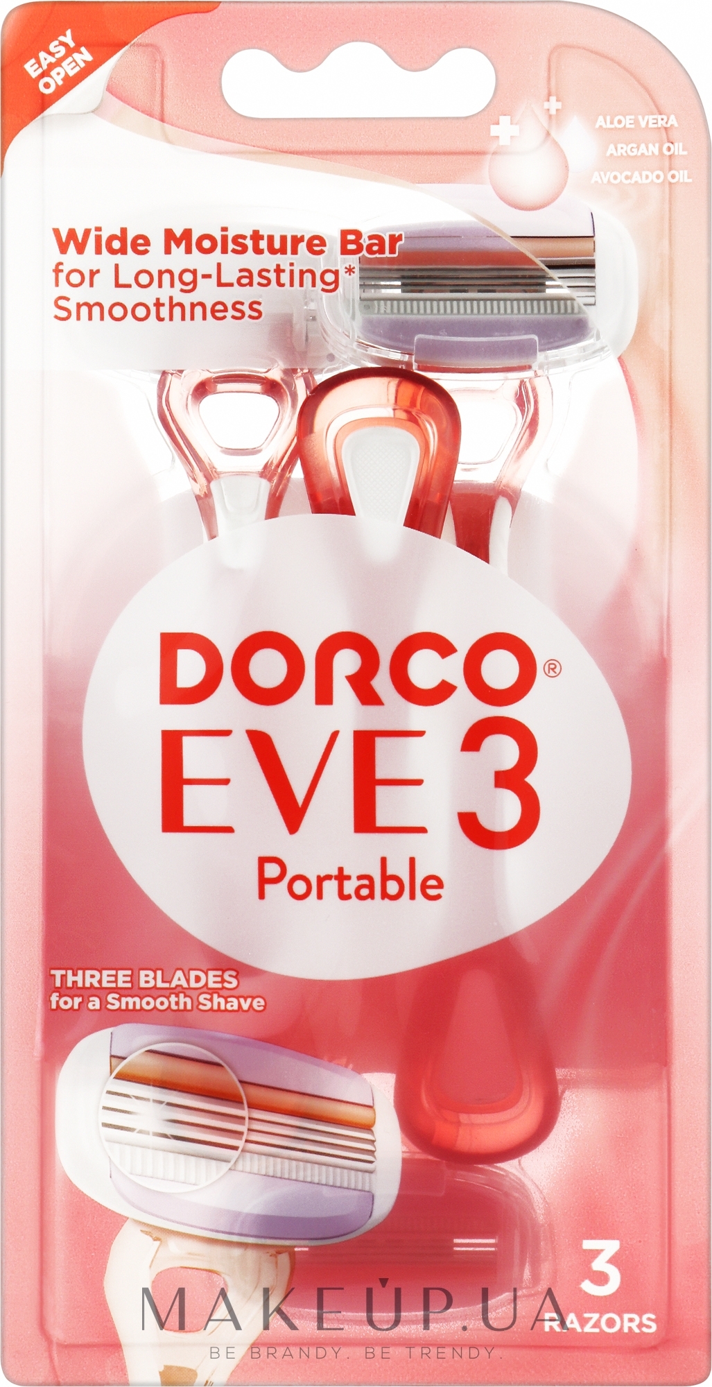 Бритва одноразова для жінок з 3 лезами, 3 шт., блістер - Dorco Eve 3 Portable — фото 3шт