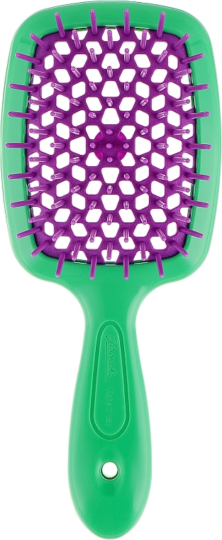 Расческа для волос, зеленая с фиолетовым - Janeke Superbrush With Soft Moulded Tips Small — фото N1