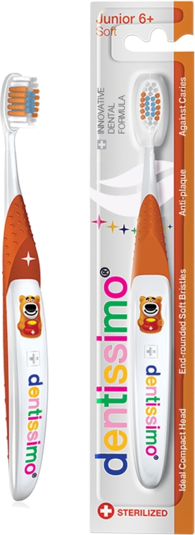 Зубная щетка для детей от 6 лет, оранжевая - Dentissimo Junior — фото N2