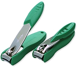 Кусачки для ногтей, 6 см, хромированные, с пластиковым контейнером для сбора ногтей, зеленые - Erlinda Solingen Germany Nail Clippers With Nail Collection Box — фото N1
