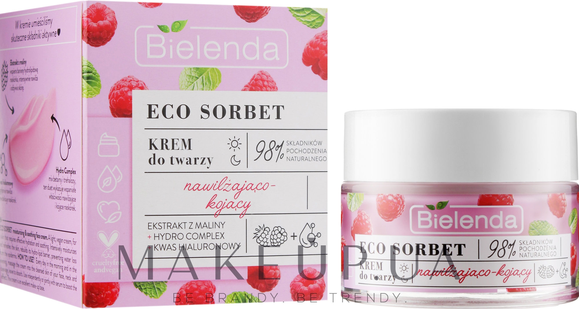 Крем для обличчя з екстрактом малини - Bielenda Eco Sorbet Moisturizing & Soothing Face Cream — фото 50ml