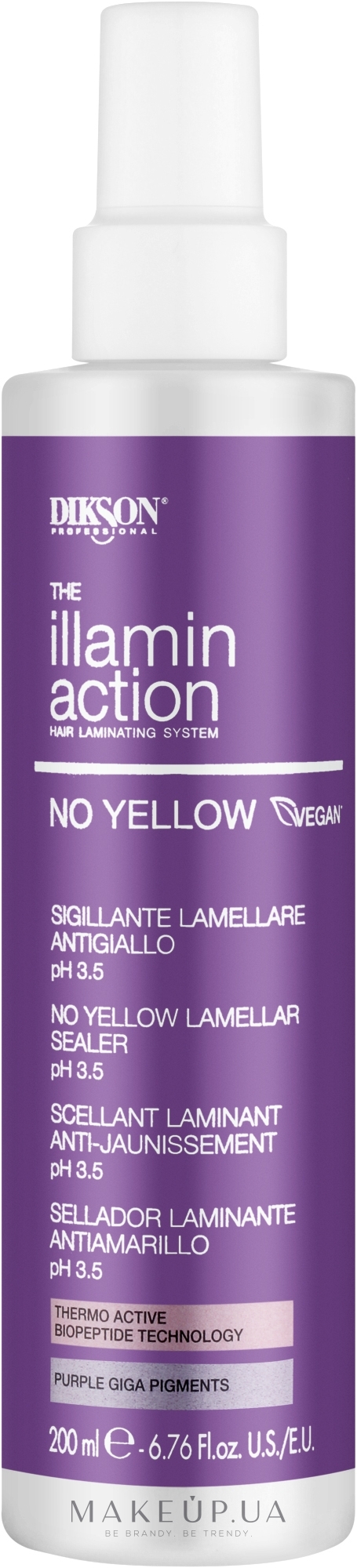 Жидкий термоактивный крем нейтрализатор желтизны - Dikson Illaminaction No Yellow Lamellar Sealer pH 3.5 — фото 200ml