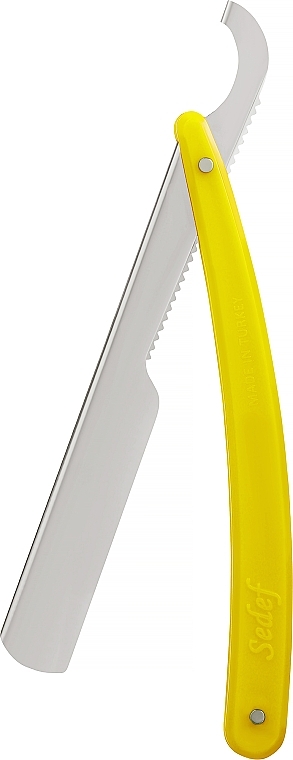 Опасная бритва с пластиковой ручкой, желтая - Sedef Plastic Handle Straight Razor — фото N1