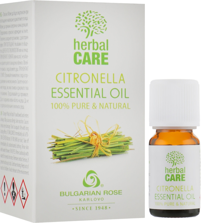 Эфирное масло "Цитронелла" - Bulgarian Rose Herbal Care Essential Oil — фото N1