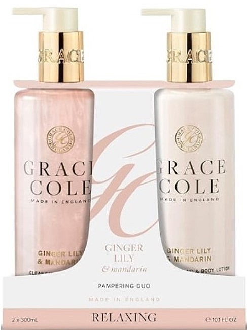 Набор - Grace Cole Ginger Lily & Mandarin Hand Care Duo (h/wash/300ml + h/body/lot/300ml) — фото N1