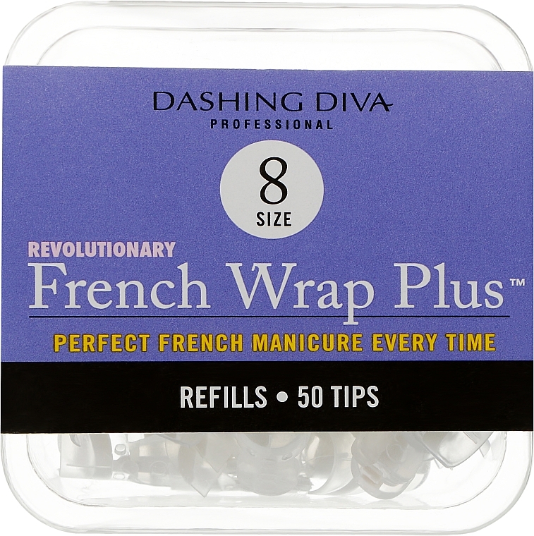 Типсы узкие "Френч Смайл+" - Dashing Diva French Wrap Plus White 50 Tips (Size-8)