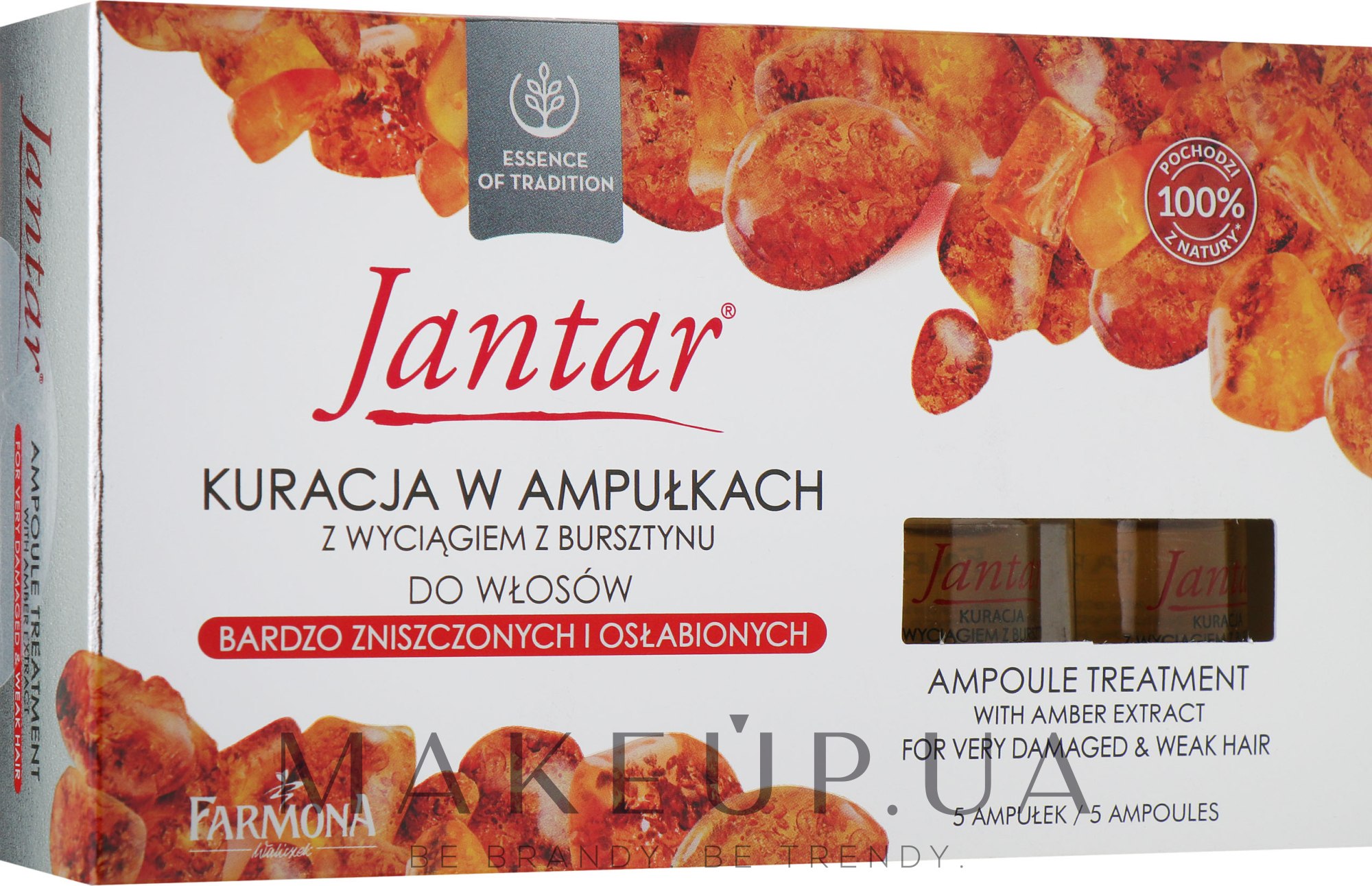 Засіб для надмірно пошкодженого волосся - Farmona Jantar Hair Treatment with Amber Extract — фото 5x5ml