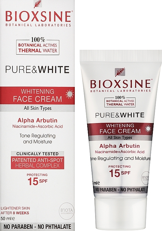 Крем для лица отбеливающий - Bioxine Pure & White Whitening Face Cream SPF15 — фото N2