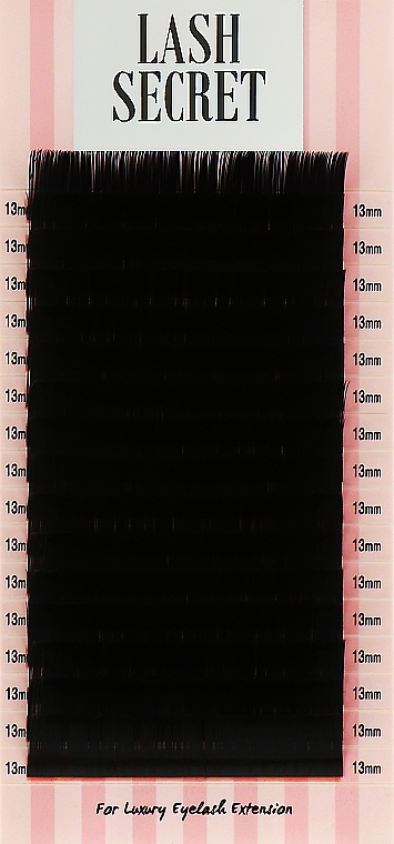 Накладні вії, чорні, 16 ліній (один розмір, 0,07, C, 13) - Lash Secret — фото N1