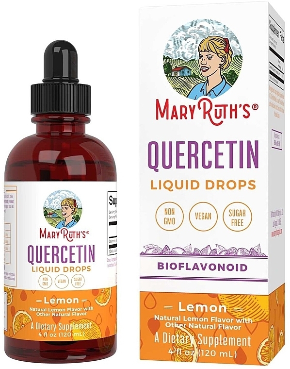 Жидкие капли "Кверцетин" со вкусом лимона - MaryRuth Organics Quercetin Liquid Drops Lemon — фото N1