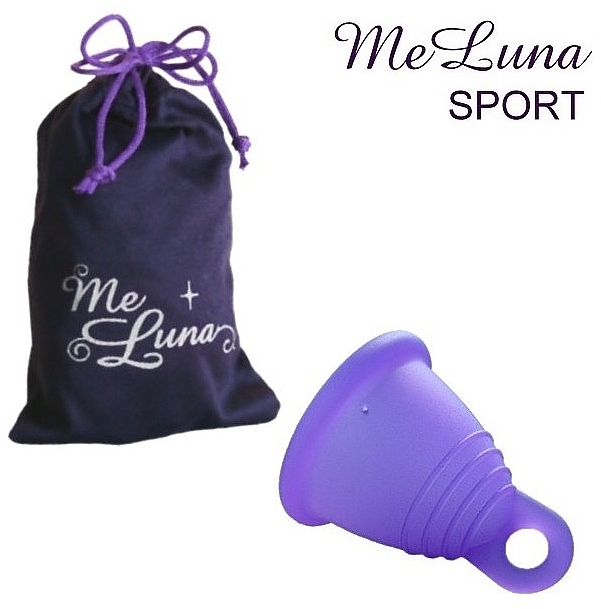 Менструальна чаша з петлею, розмір S, темно-фіолетова - MeLuna Sport Shorty Menstrual Cup Ring — фото N1