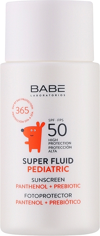 Детский солнцезащитный супер флюид SPF 50 с пантенолом и пребиотиком - Babe Laboratorios Pediatric