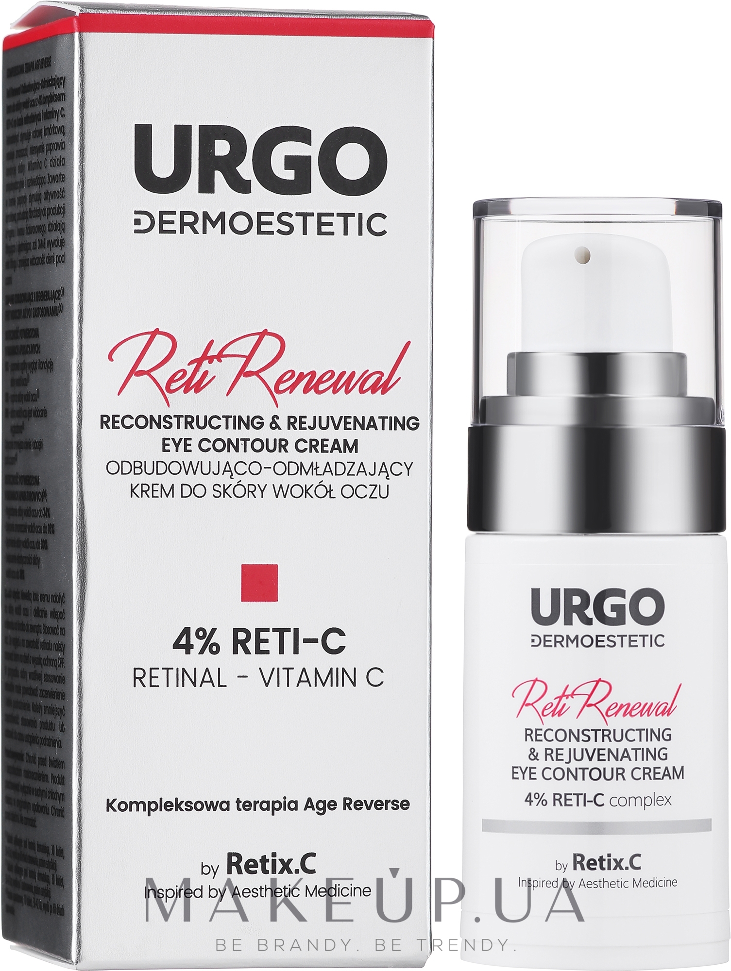 Восстанавливающий и омолаживающий крем для кожи вокруг глаз - Urgo Dermoestetic Reti Renewal Reconstructing & Rejuvenating Eye Contiour Cream 4% Reti-C — фото 15ml