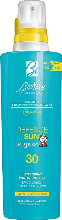 Дитячий сонцезахисний спрей-лосьйон для тіла - BioNike Defence Sun Baby&Kid SPF30 Spray Lotion — фото N1