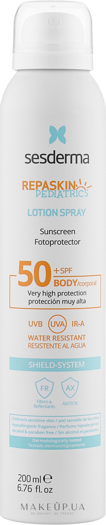 Сонцезахисний спрей для дітей - SesDerma Laboratories Repaskin Pediatrics Body Lotion Spray SPF50+ — фото 200ml