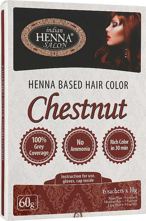 Фарба для волосся "Каштан" - Indian Henna Salon Based Hair Colour Chestnut
