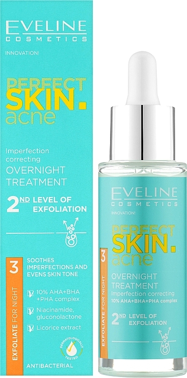 Ночной уход, корректирующий несовершенства "2-я степень эксфолиации" - Eveline Cosmetics Perfect Skin.acne Exfoliate For Night — фото N2