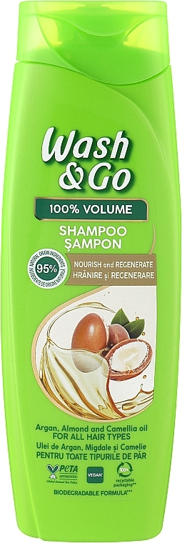Шампунь з олією аргани, мигдалю та ромашки для всіх типів волосся - Wash&Go — фото N1