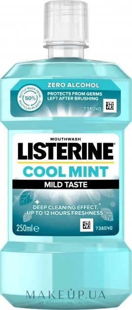 Ополіскувач для ротової порожнини "Свіжа м'ята", м'який смак - Listerine Cool Mint Mild Taste Zero Alcohol — фото 250ml